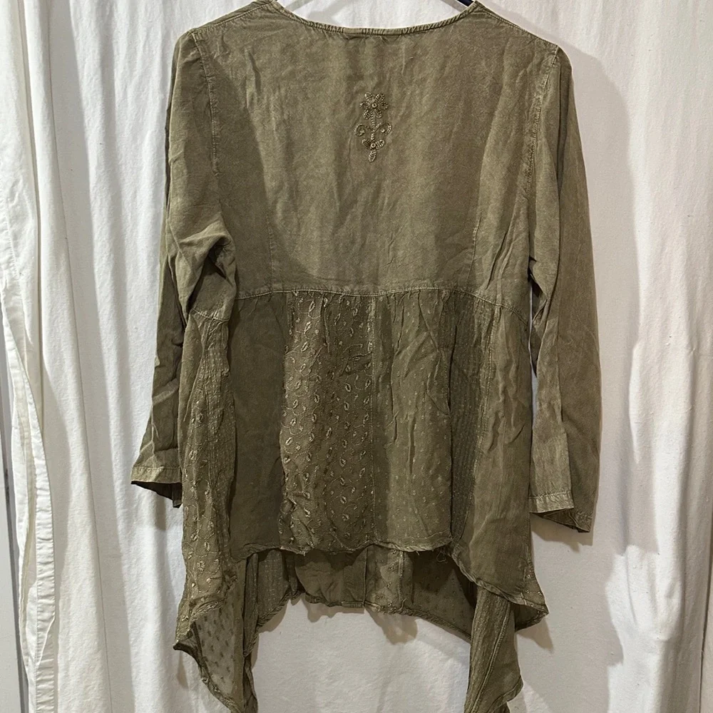 Young Threads Olive Embroidered Women's Top - Picture 8 of 8